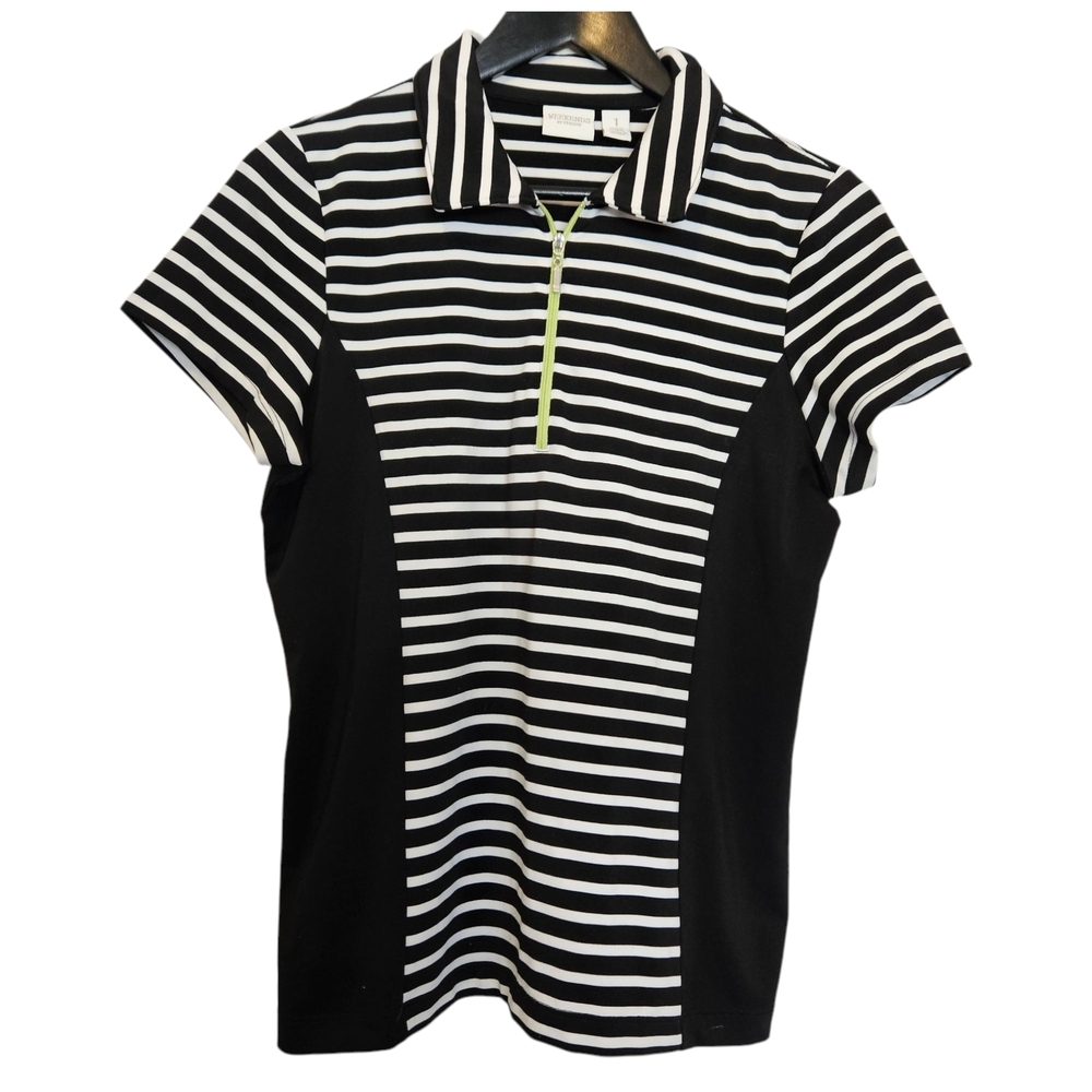 Chico's Black and White Striped Top